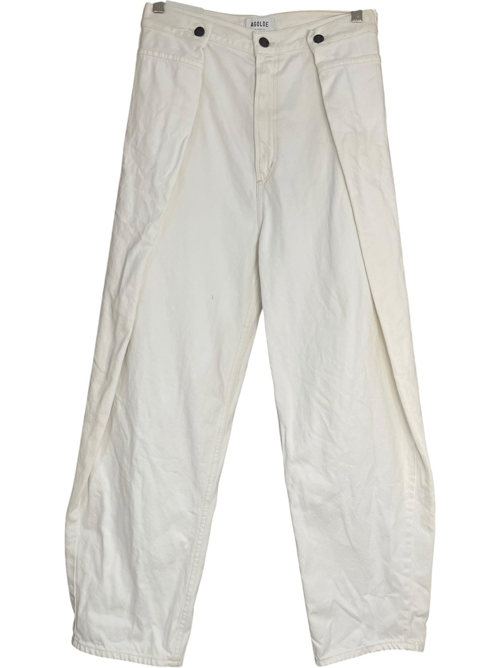 Agolde Front Fold Baggy Denim Jeans Off-White